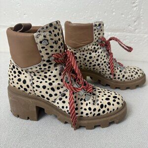 Anthropologie Dolce Vida 'Whitney' Lace Up Animal Print Boots, Size 6.5 Womens